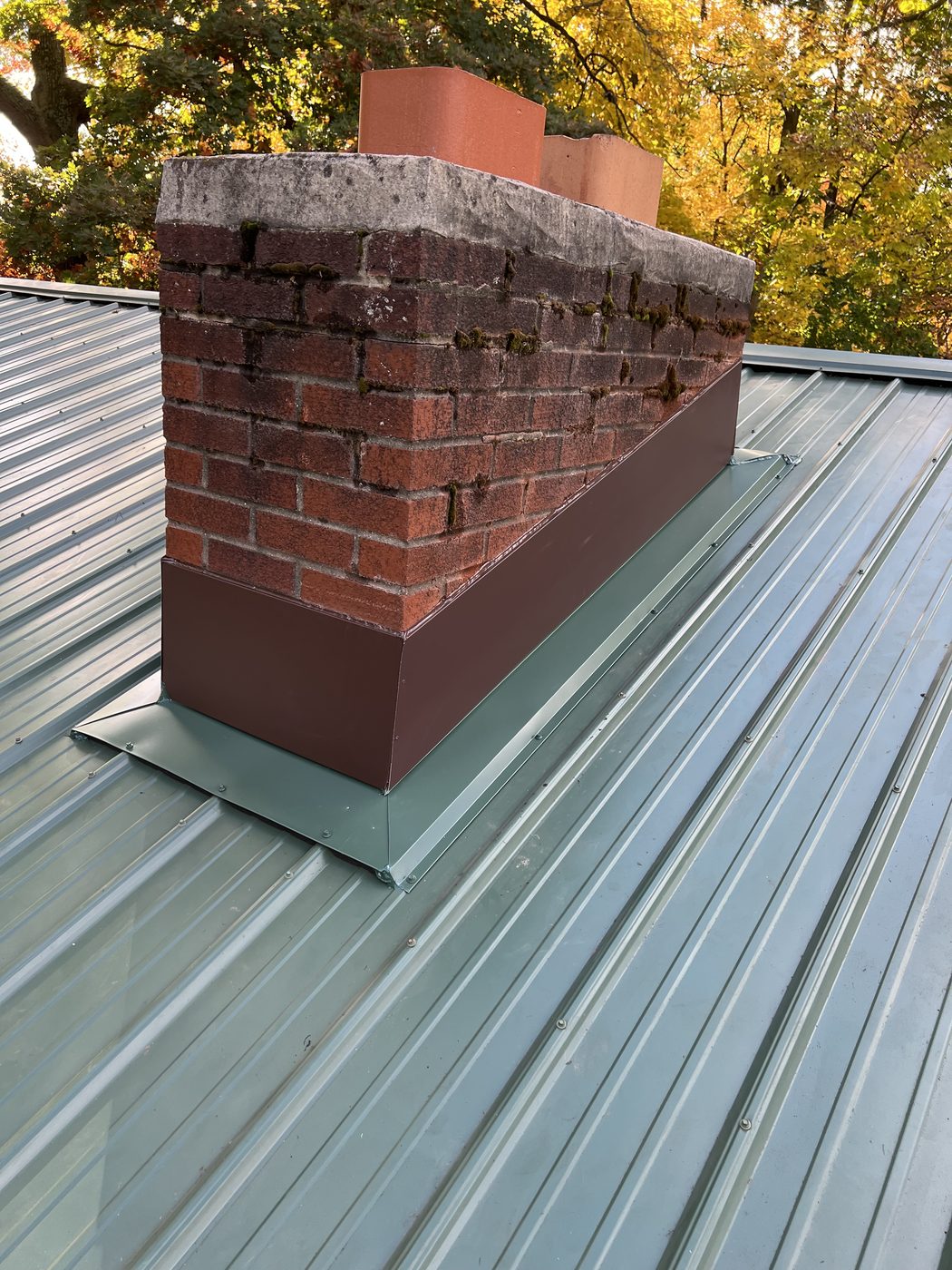 Chimney Repair on a Metal Roof in West Michigan